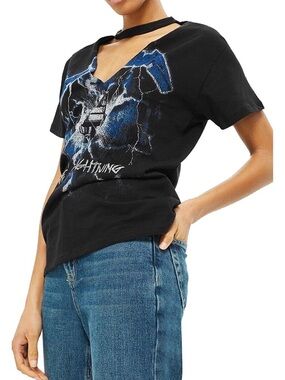 Topshop Black Metallica Ride The Lightning Short Sleeve Tee